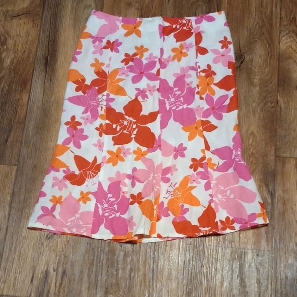 United Colors Of Benetton Floral A-Line Skirt - Pink and Orange Size 40 (US 8)